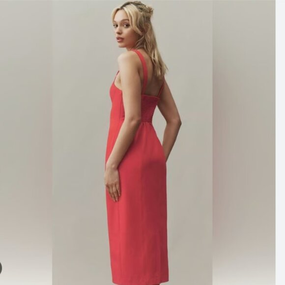 Brand New BHLDN Sage Sweetheart Stretch Crepe Midi Dress - Picture 8 of 8